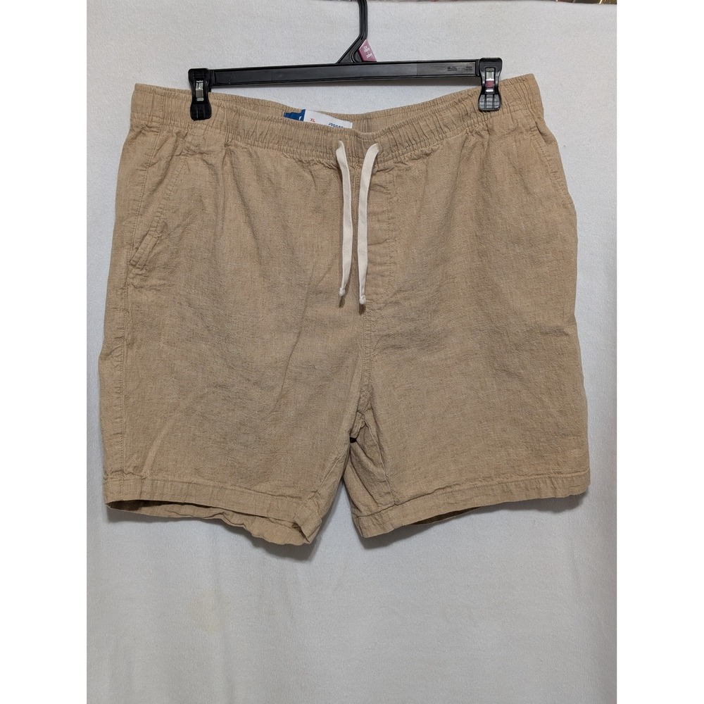 Old Navy Tan Linen Blend Jogger Shorts XL Elastic Waist Drawstring Casual Summer